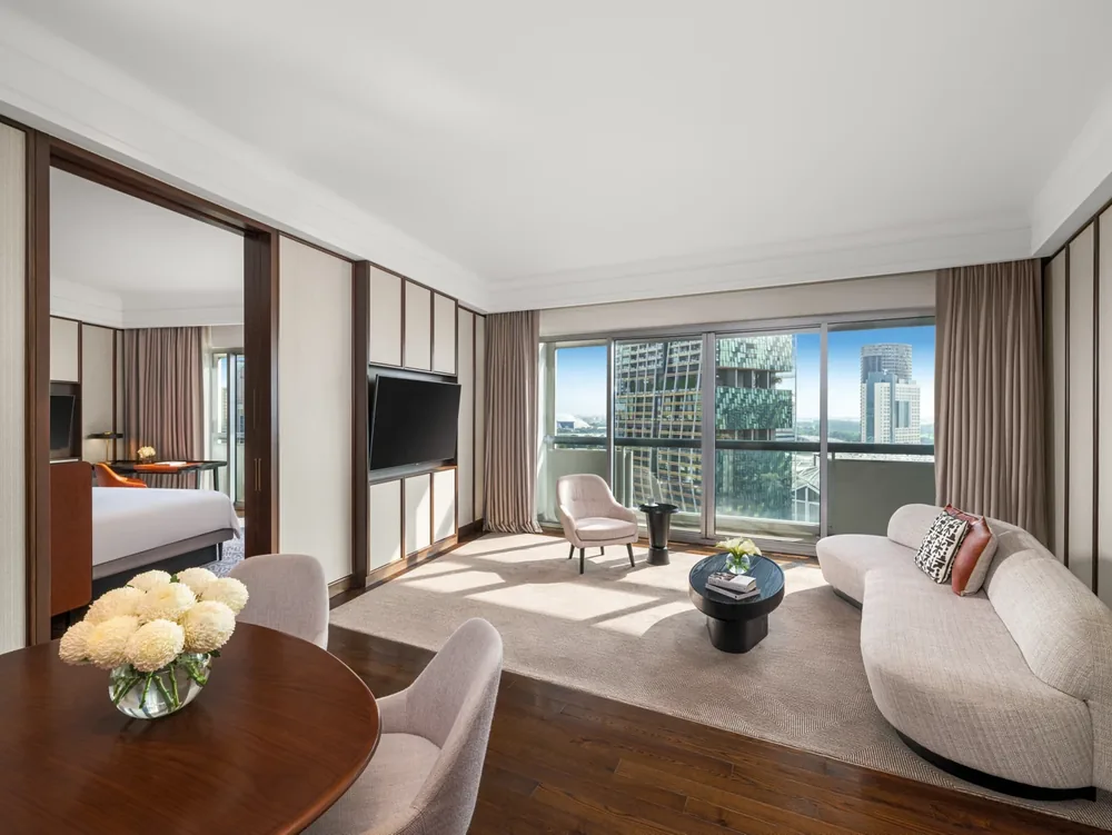 Suite living room at Fairmont Singapore